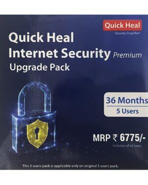 Renewal, 5 Users, 3 Years, Quick Heal Internet Security, Email Delivery