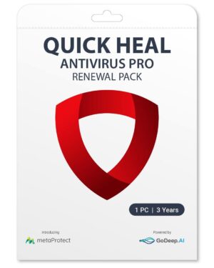 Renewal, 1 User, 3 Years, Quick Heal Antivirus Pro, Email Delivery