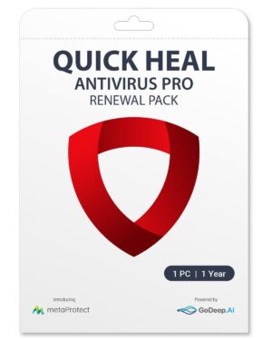 Renewal, 1 User, 1 Year, Quick Heal Antivirus Pro, Email Delivery