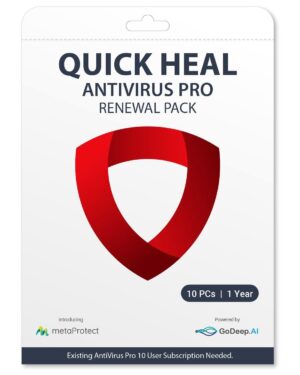 Renewal, 10 Users, 1 Year, Quick Heal Antivirus Pro, Email Delivery