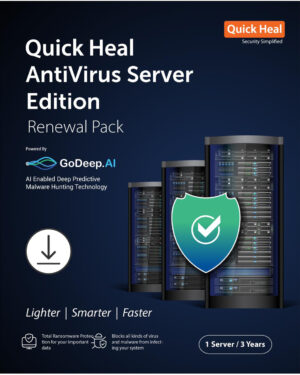 Renewal, 1 Server, 3 Years, Quick Heal Antivirus Server Edition, Email Delivery