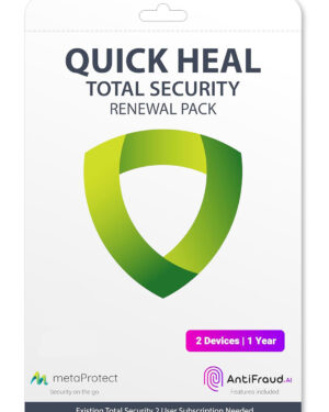 Renewal, 2 Users, 1 Year, Quick Heal Total Security, Email Delivery