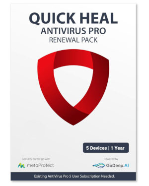 Renewal, 5 Users, 1 Year, Quick Heal Antivirus Pro, Email Delivery